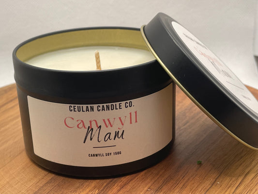 Cannwyll Mam soy wax candle tin