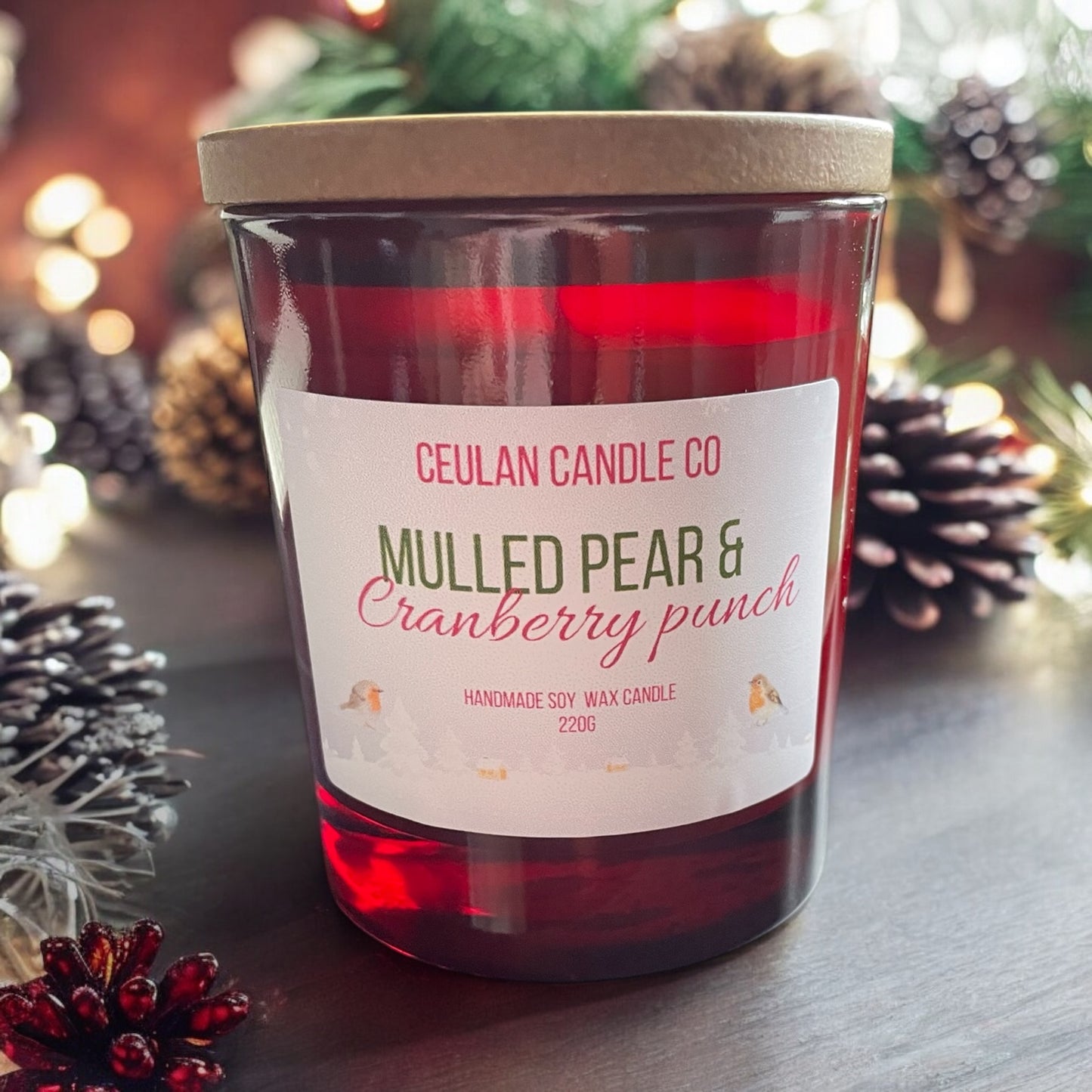 Mulled pear & cranberry punch Christmas soy wax candle