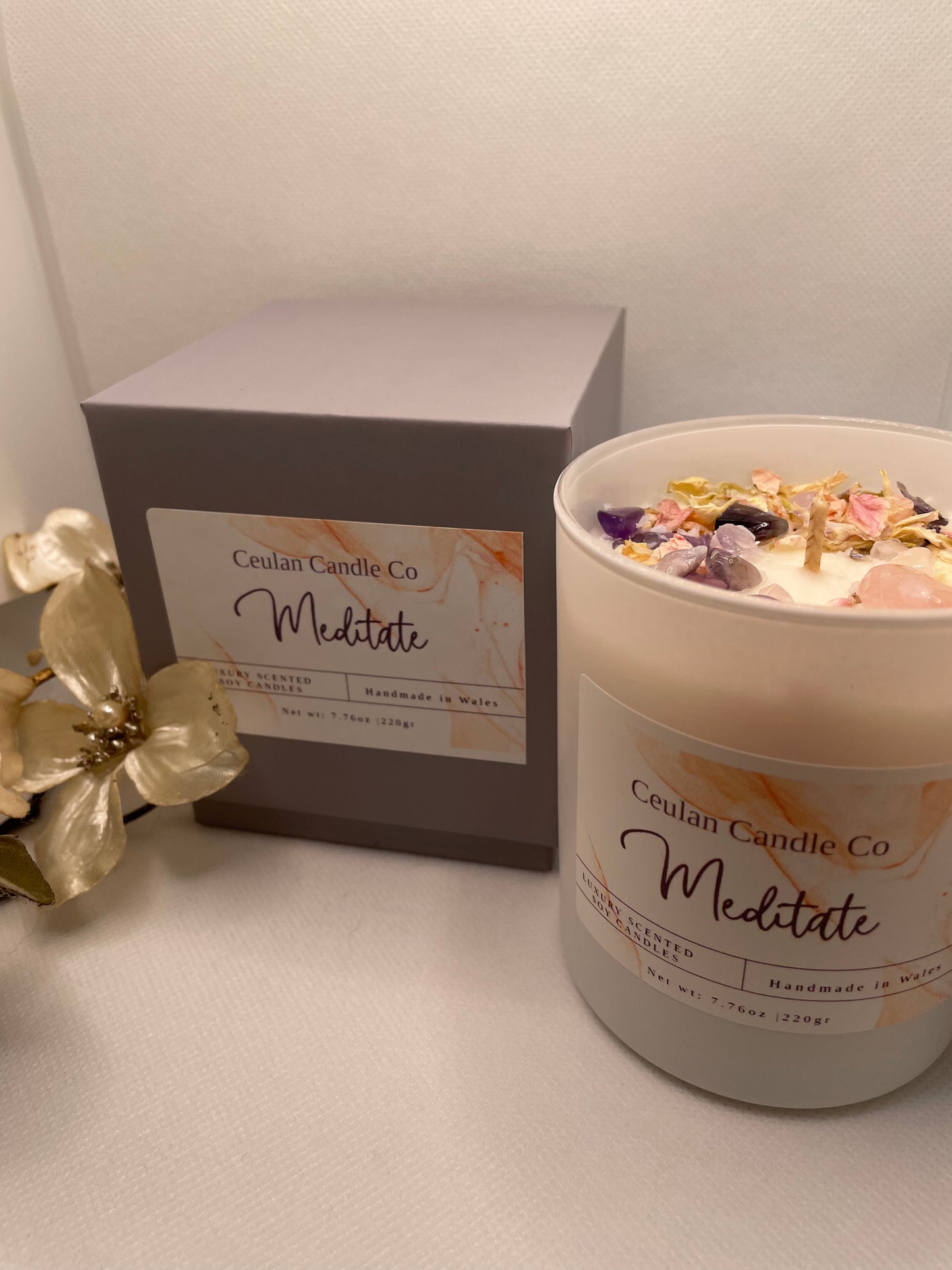 Meditation soy wax crystal candle