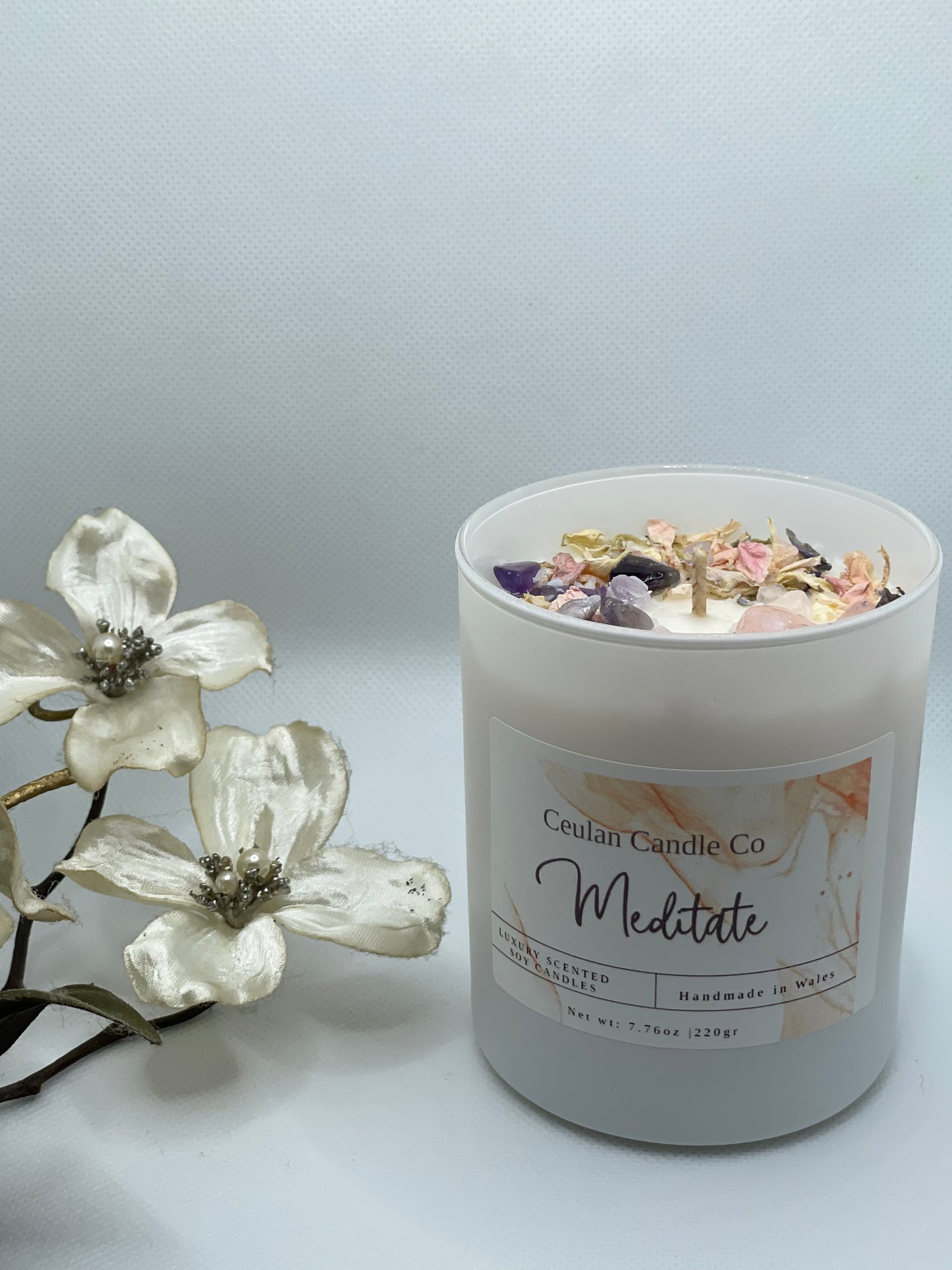 Meditation soy wax crystal candle