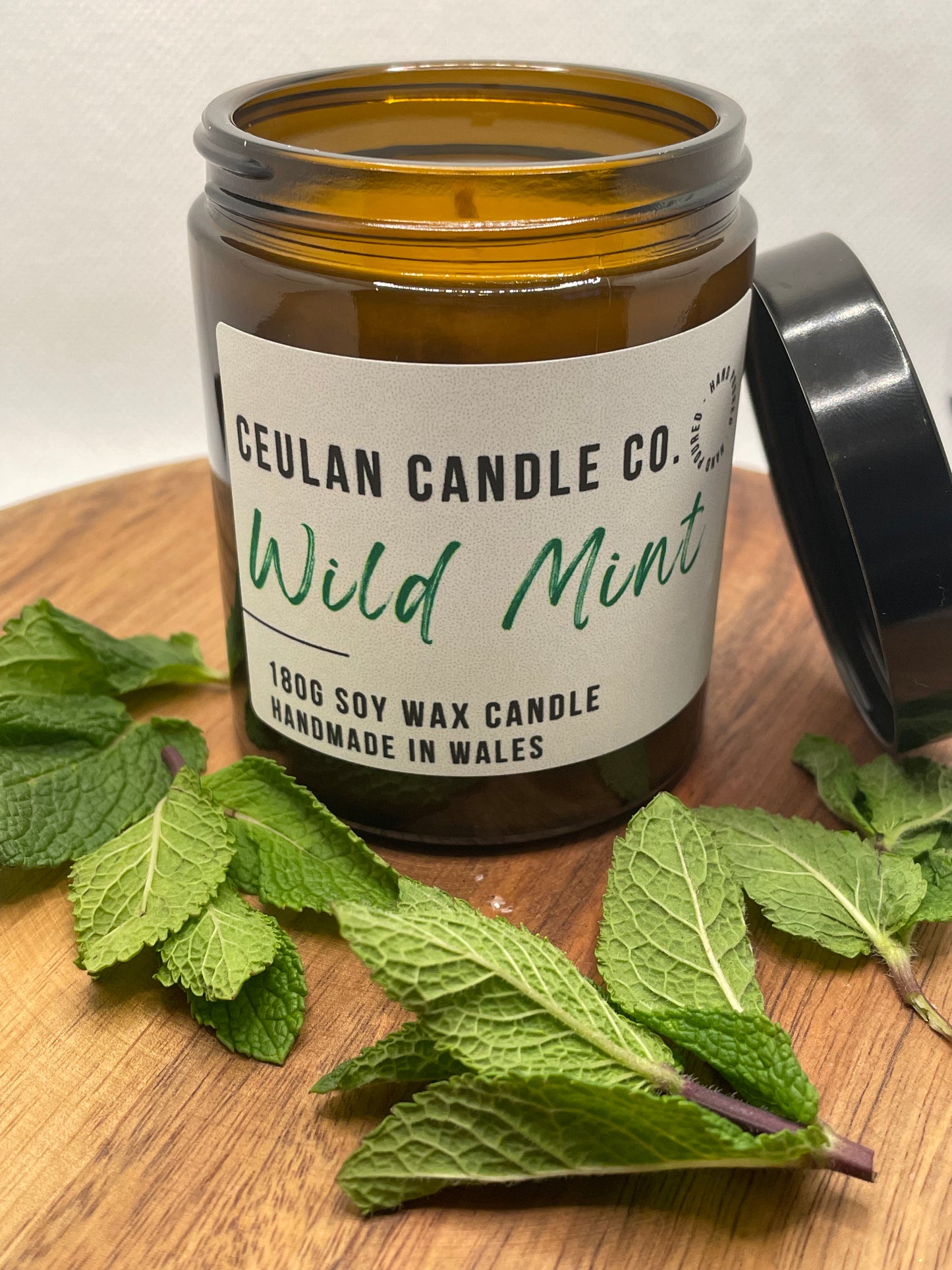 Wild Mint soy wax candle.