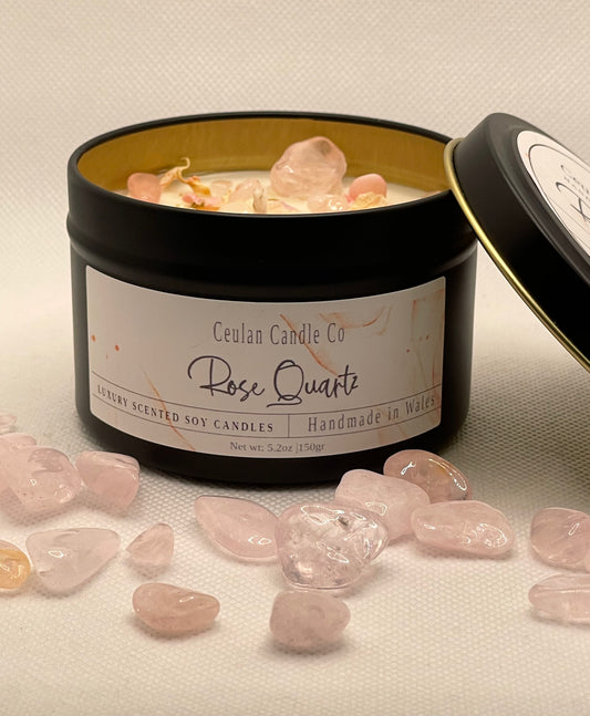 Rose quartz candle tin